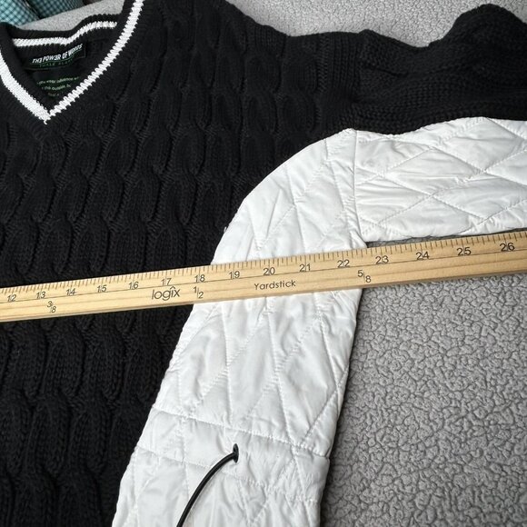 Thale Blanc The Power Of Words Sweater Womens Medium Black White Cable V Neck - Picture 6 of 10